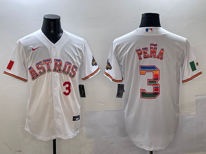 Men Houston Astros #3 Pena White Mexico 2025 Nike MLB Jersey style 6->women mlb jersey->Women Jersey